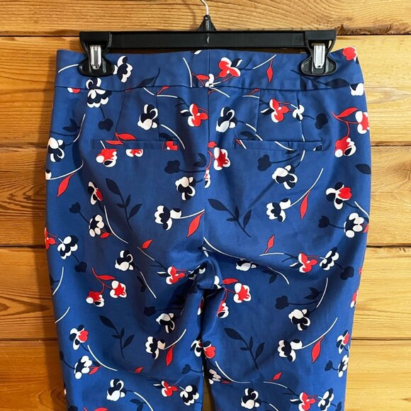 BODEN Blue Floral Richmond Ankle Pants Trousers Cotton Size 8 Long - Picture 7 of 12